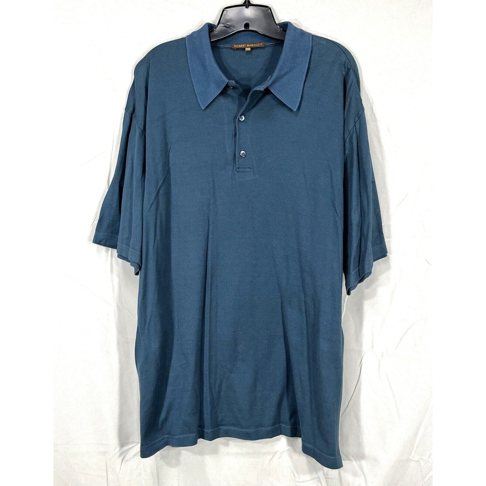 ROBERT BARAKETT Men's SOLID NAVY BLUE Smooth Knit COTTON Casual POLO SHIRT Sz XL